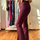 Rylin Recycled Butter High Waist Full Length Flare Leggings With Slit - Cassis