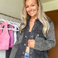 Lexi Leopard Splicing Black Denim Jacket