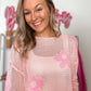 Leighton Lightweight Floral Sweater Top - Blush