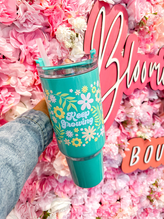 Keep Growing Floral - 40 Oz. Green Shimmer Tumbler