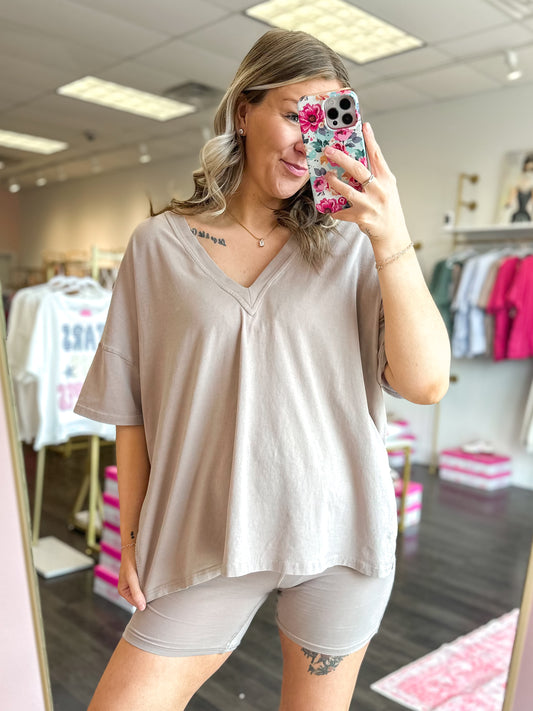 Back To The Basics Biker Short Set - Silken Taupe