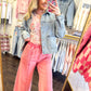 Everly Eyelet Wide Leg Pants - Peacock & Pink