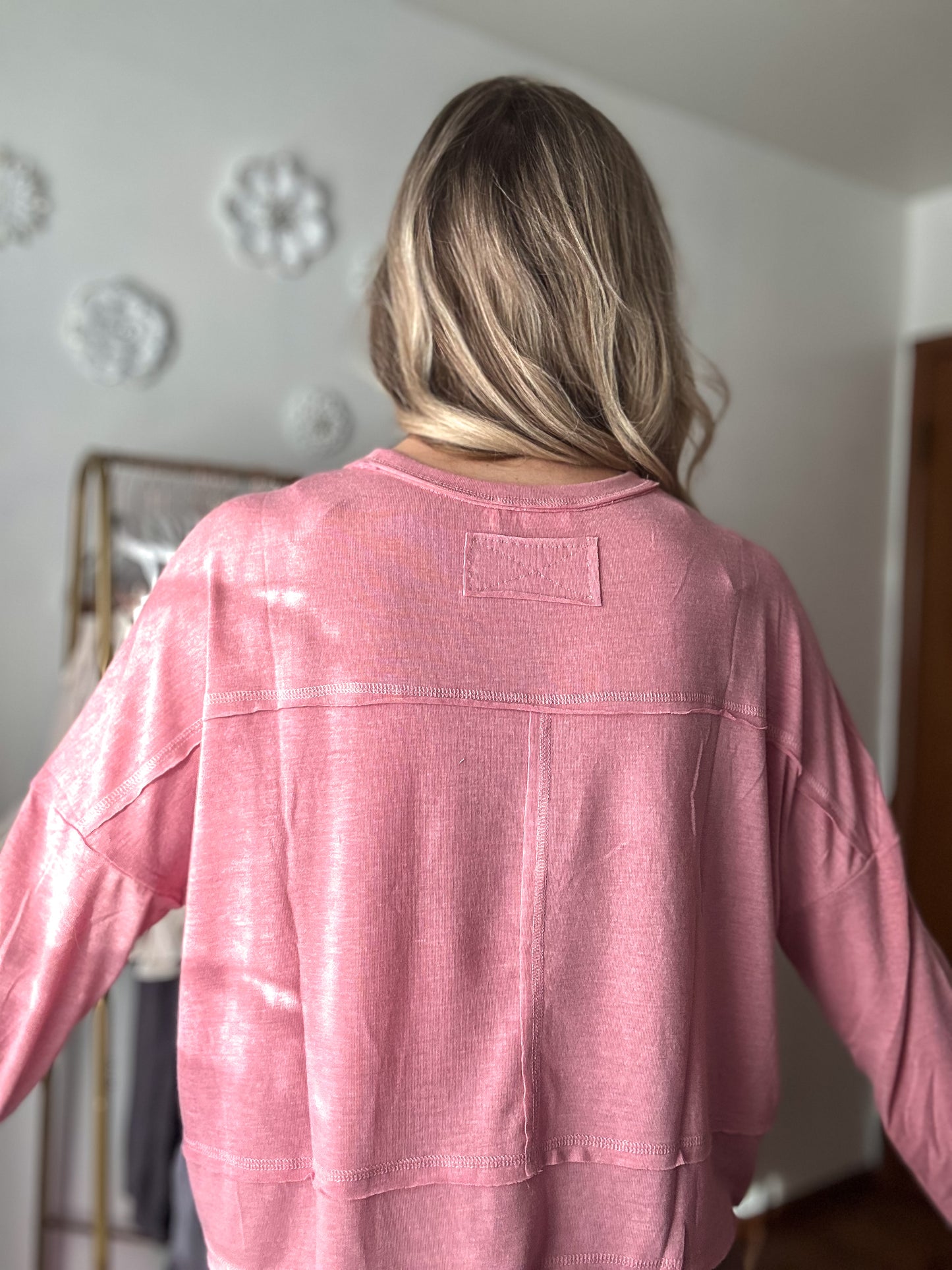 Olivia Oversized Casual Knit Top - Pink