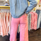 Everly Eyelet Wide Leg Pants - Peacock & Pink