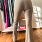 Rylin Recycled Butter High Waist Full Length Flared Leggings With Slit - Stone Taupe