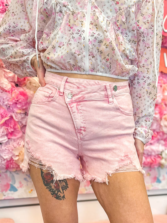 It Girl High Rise Crossover RISEN Shorts - Acid Pink