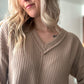 Carter Casual Comfy Soft V-Neck Knit Top - Mocha