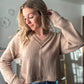 Carter Casual Comfy Soft V-Neck Knit Top - Mocha