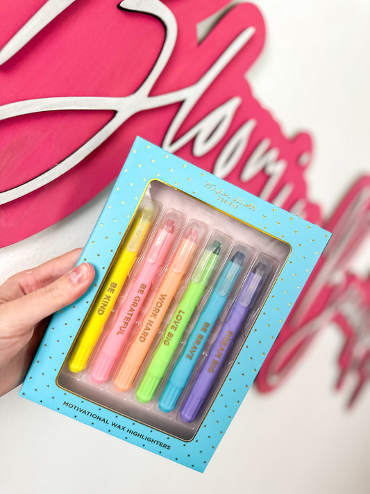 Motivational Wax Highlighter Set - 6 Piece