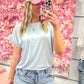 Remington Round Neck Dolman Short Sleeve Knit Top - Blue Sky