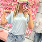 Remington Round Neck Dolman Short Sleeve Knit Top - Blue Sky