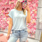 Remington Round Neck Dolman Short Sleeve Knit Top - Blue Sky