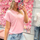 Remington Round Neck Dolman Short Sleeve Knit Top - Pink