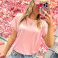Remington Round Neck Dolman Short Sleeve Knit Top - Pink