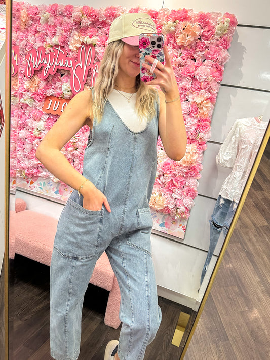 One & Done Denim Jumpsuit