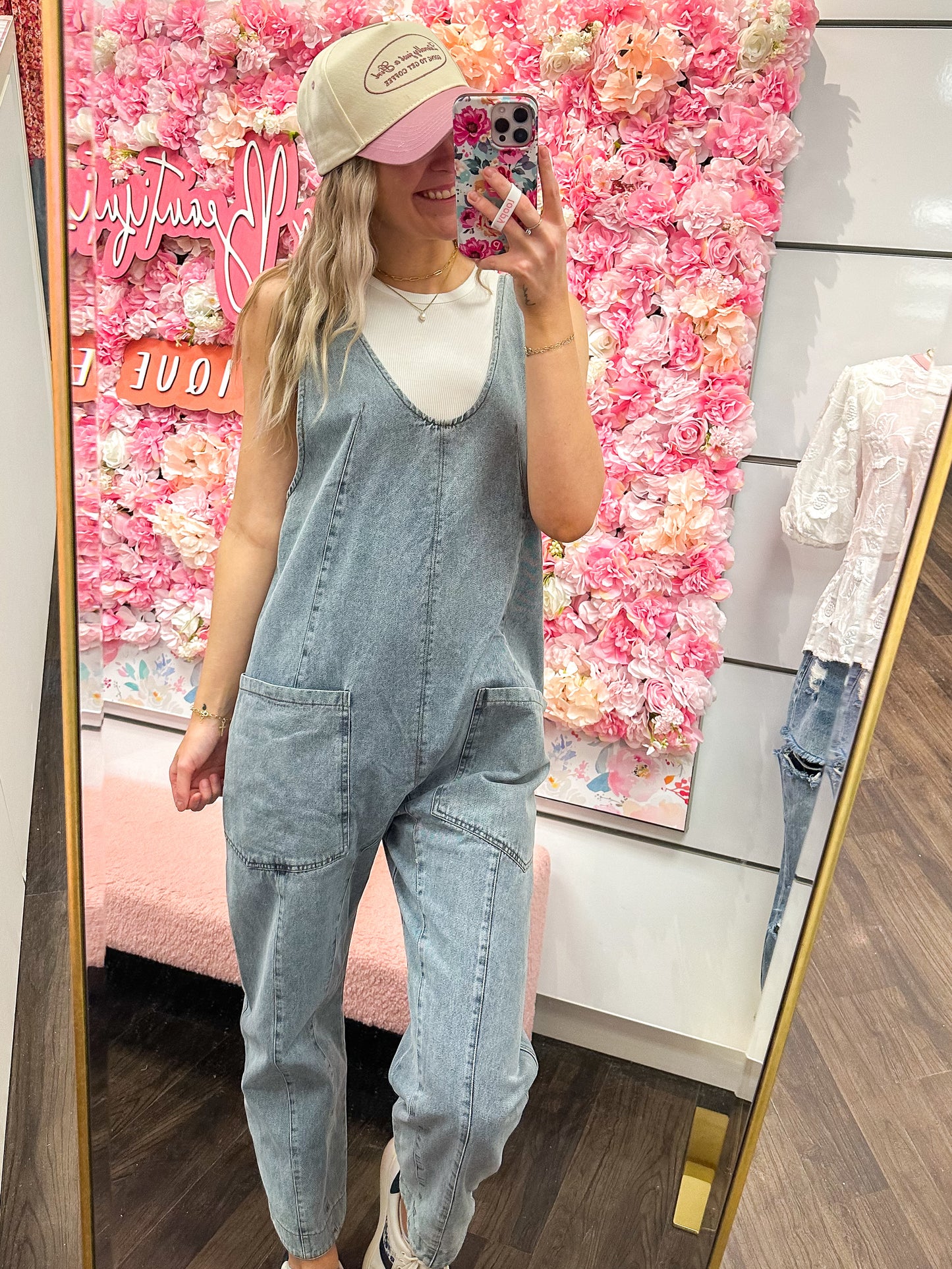 One & Done Denim Jumpsuit