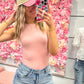 Renee Round Neck Bodysuit - Light Pink