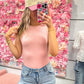 Renee Round Neck Bodysuit - Light Pink