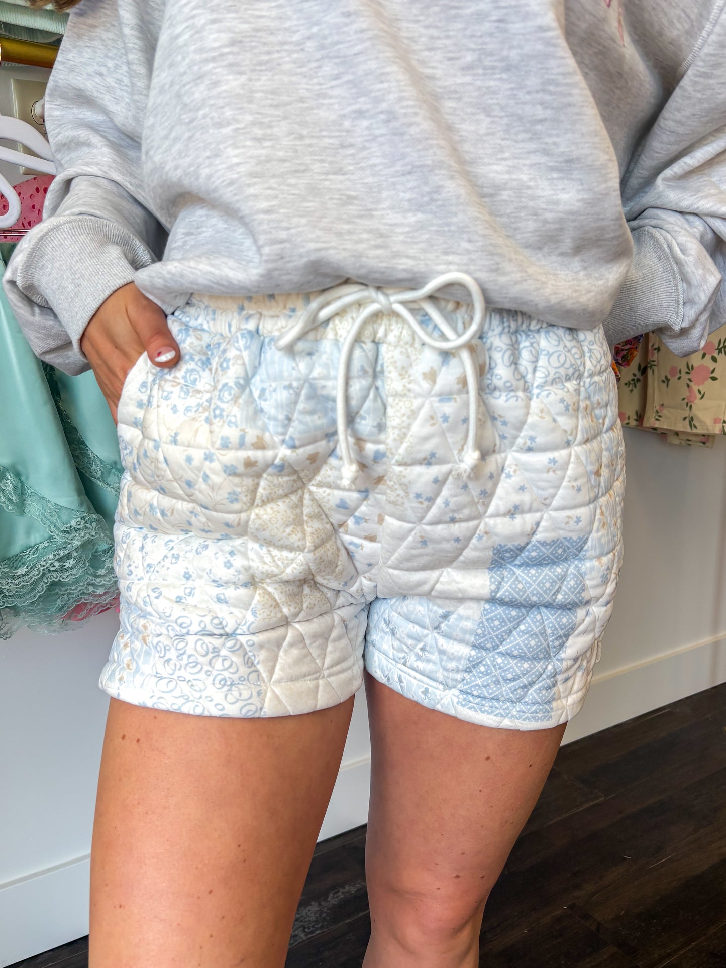 Petal Patchwork Shorts - Blue Combo