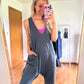 Sadie Casual Loose Fit Solid Knit Baggy Jumpsuit - Heather Charcoal