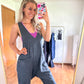 Sadie Casual Loose Fit Solid Knit Baggy Jumpsuit - Heather Charcoal