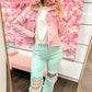 Hampton High Rise Knee Distressed Straight RISEN Jeans - Mint