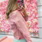 Aria All Over Pearl Cropped Denim Jacket - Pink