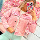 Aria All Over Pearl Cropped Denim Jacket - Pink