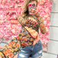 Miley Mockneck Long Sleeve Floral Print Mesh Top - Black