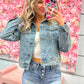 Aria All Over Pearl Cropped Denim Jacket - Medium