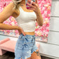 Bailey Button Down Step Side Hem High Rise RISEN Shorts - Light