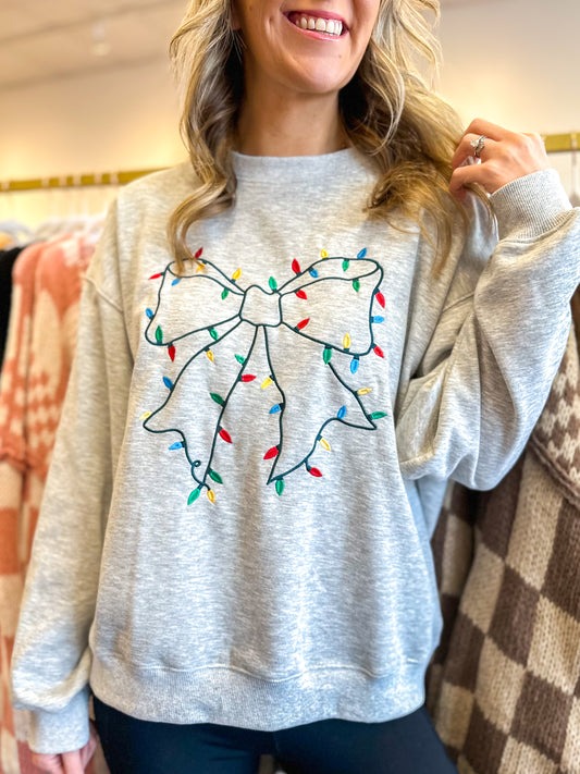 Bow Christmas Lights Holiday Sweatshirt
