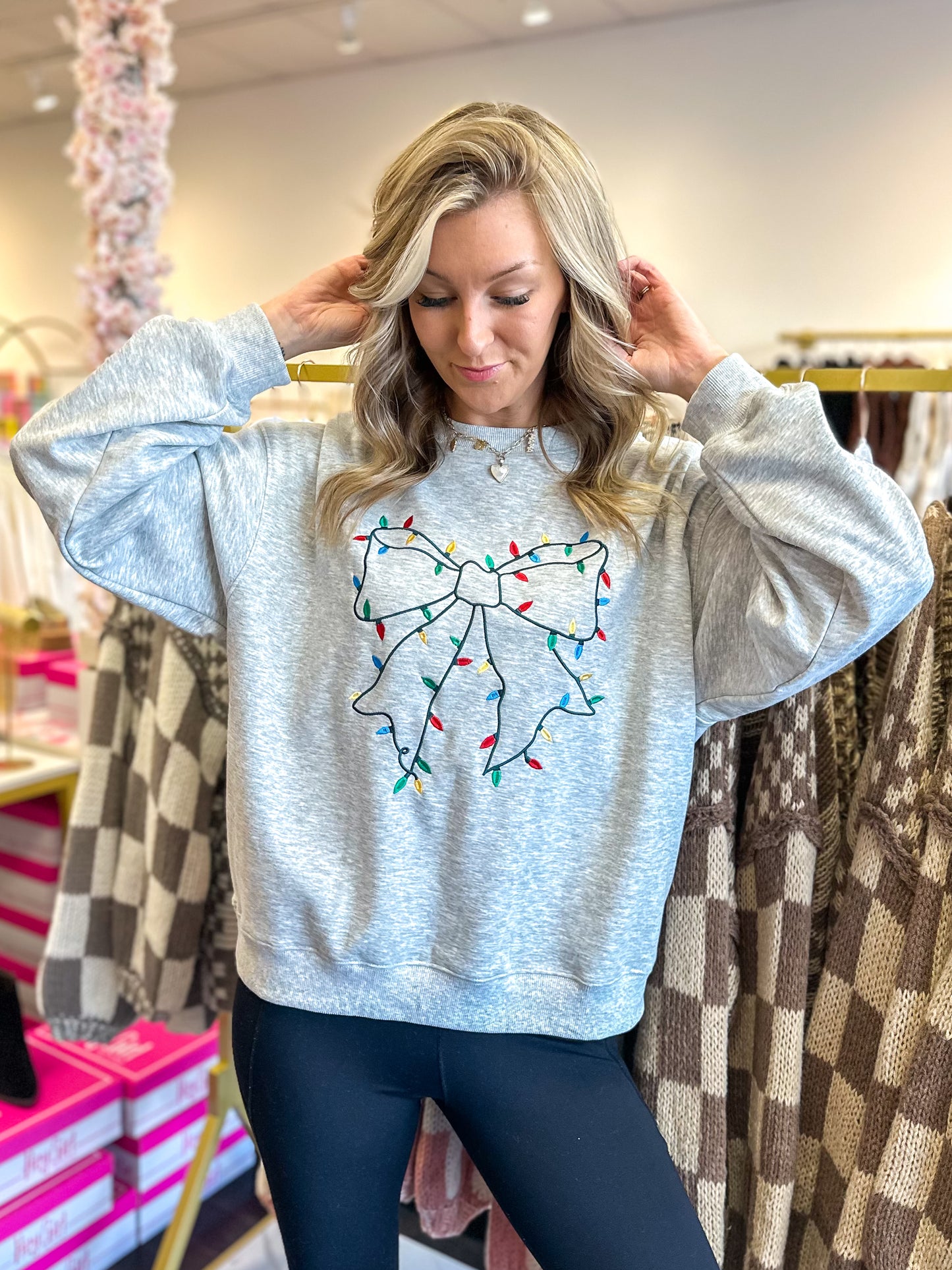 Bow Christmas Lights Holiday Sweatshirt
