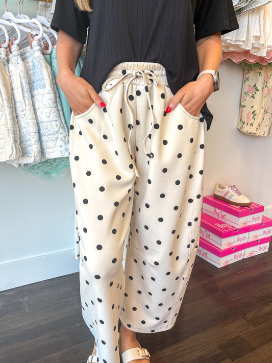 Dottie Scuba Barrel Lounge Pants - Cream/Black