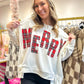 Merry Plaid Oversized Fleece Sweatshirt - White