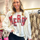 Merry Plaid Oversized Fleece Sweatshirt - White