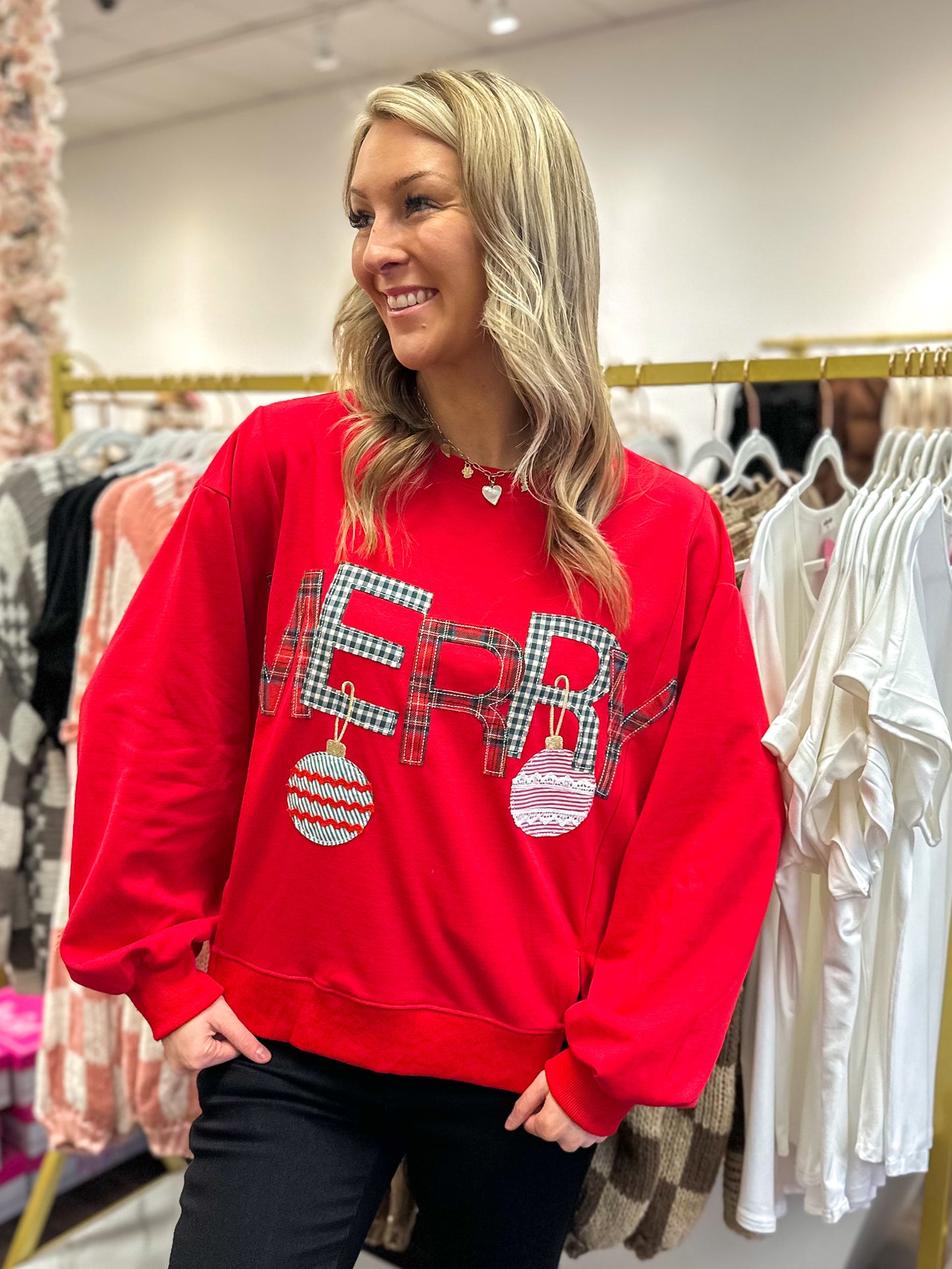 Merry Plaid Pullover - Red