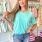 Rory Ribbed Knit Boyfriend Top - Mint