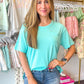 Rory Ribbed Knit Boyfriend Top - Mint