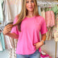 Rory Ribbed Knit Boyfriend Top - Hot Pink