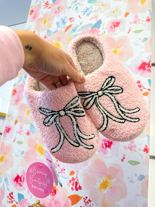 Pink Bow Slippers