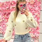 Felicity Fuzzy Polka Dot Crop Sweater - Ivory/Taupe