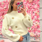 Felicity Fuzzy Polka Dot Crop Sweater - Ivory/Taupe