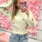 Felicity Fuzzy Polka Dot Crop Sweater - Ivory/Taupe