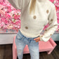 Felicity Fuzzy Polka Dot Crop Sweater - Ivory/Taupe