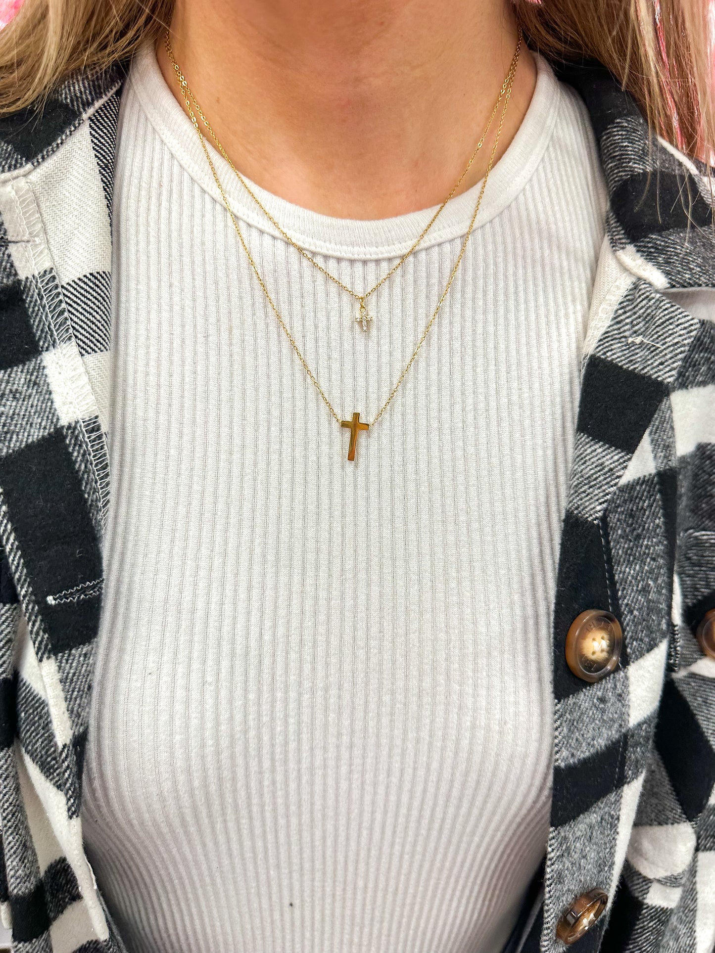 Faithfully Layered Cross Necklace