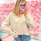 Carter Casual Comfy Soft V-Neck Knit Top - Ecru