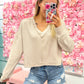 Carter Casual Comfy Soft V-Neck Knit Top - Ecru