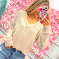 Carter Casual Comfy Soft V-Neck Knit Top - Ecru