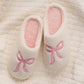 Pink Bow Fuzzy Slippers